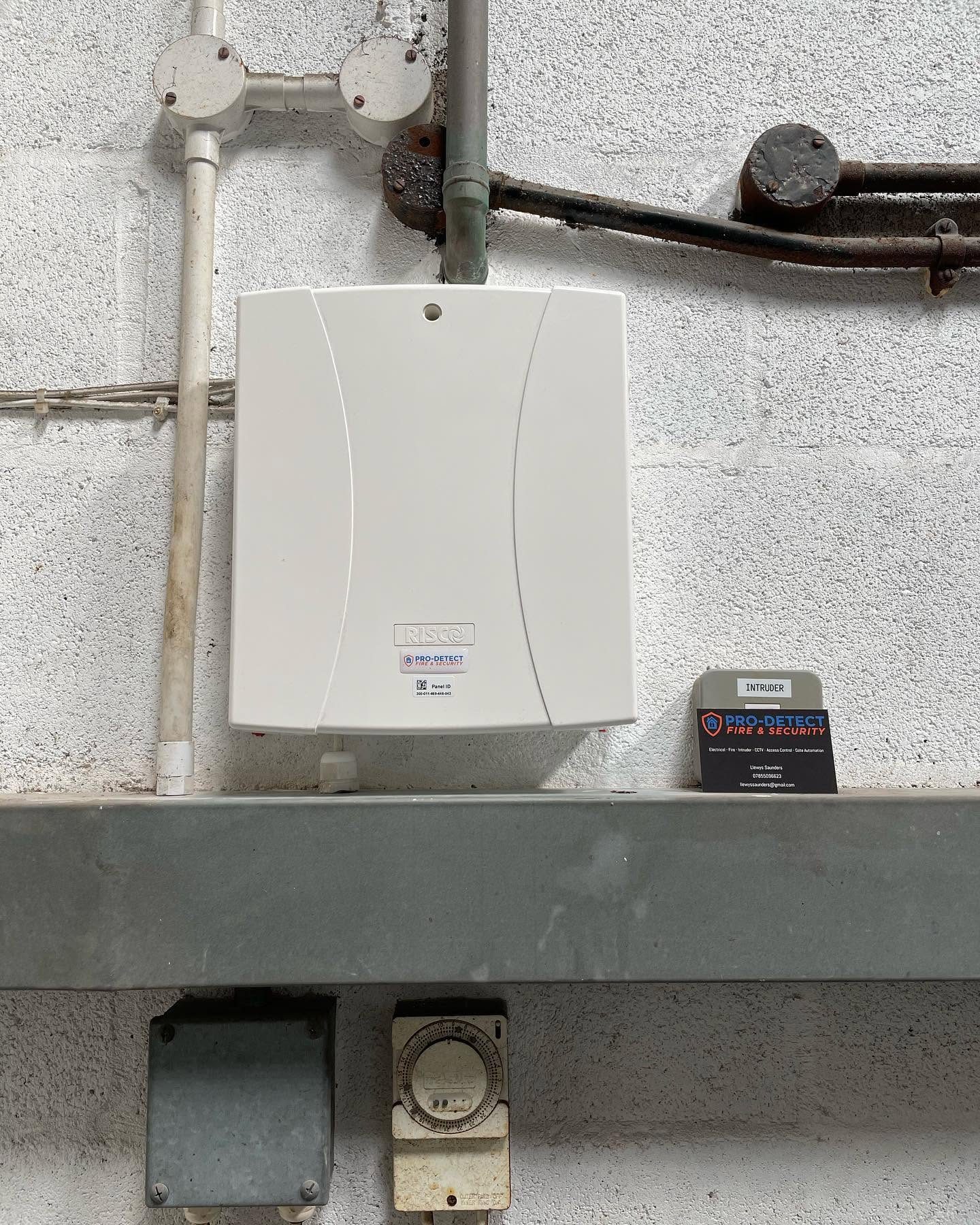 RISCO intruder alarm control panel installed and labelled by Pro-Detect Fire & Security