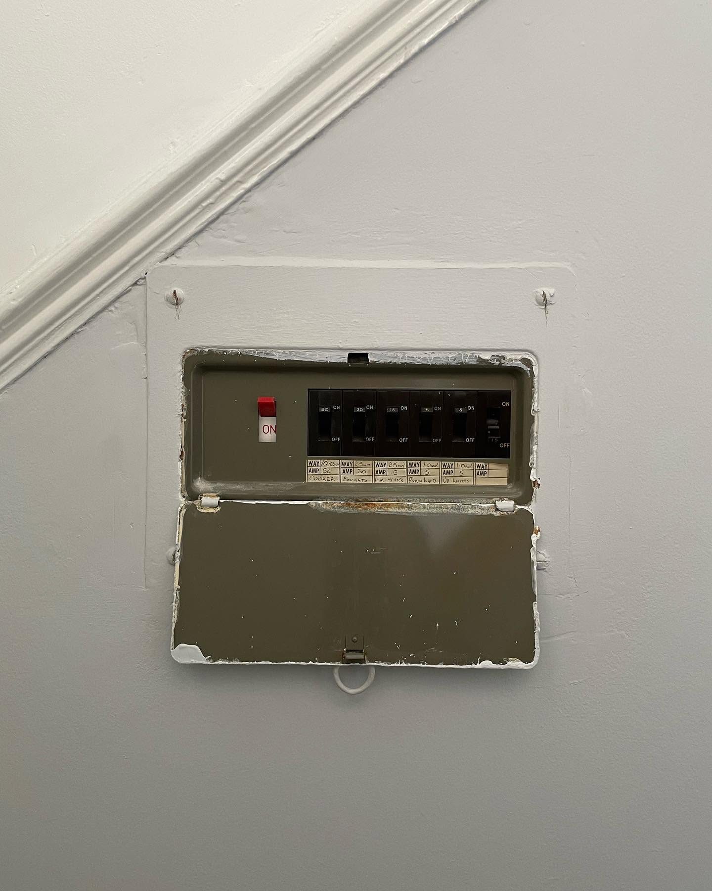 Original rewireable fuse board found during an electrical safety inspection